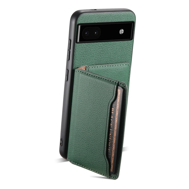 For Google Pixel 6a Calf Texture Card Bag Design Full Coverage Phone Case(Green) - Google Cases by PMC Jewellery | Online Shopping South Africa | PMC Jewellery | Buy Now Pay Later Mobicred