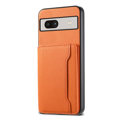 For Google Pixel 7a Calf Texture Card Bag Design Full Coverage Phone Case(Orange) - Google Cases by PMC Jewellery | Online Shopping South Africa | PMC Jewellery | Buy Now Pay Later Mobicred