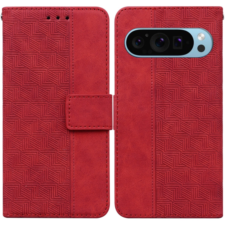 For Google Pixel 9 Pro 5G Geometric Embossed Leather Phone Case(Red) - Google Cases by PMC Jewellery | Online Shopping South Africa | PMC Jewellery | Buy Now Pay Later Mobicred