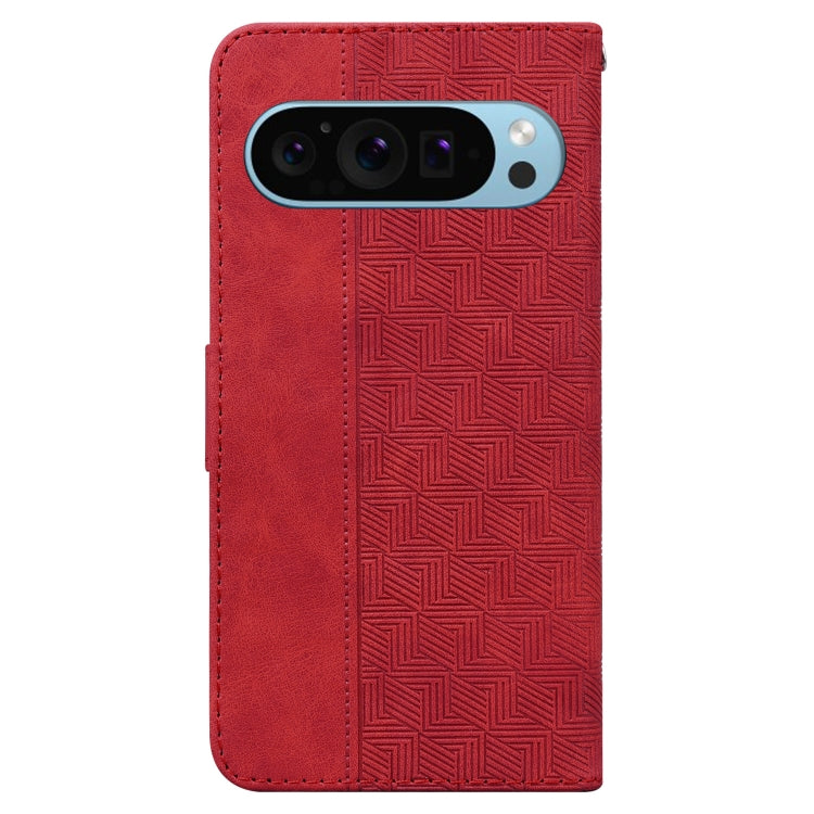 For Google Pixel 9 Pro 5G Geometric Embossed Leather Phone Case(Red) - Google Cases by PMC Jewellery | Online Shopping South Africa | PMC Jewellery | Buy Now Pay Later Mobicred