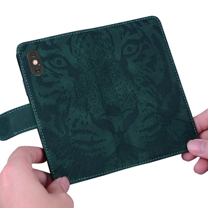 For Google Pixel 9 Tiger Embossing Pattern Flip Leather Phone Case(Green) - Google Cases by PMC Jewellery | Online Shopping South Africa | PMC Jewellery | Buy Now Pay Later Mobicred