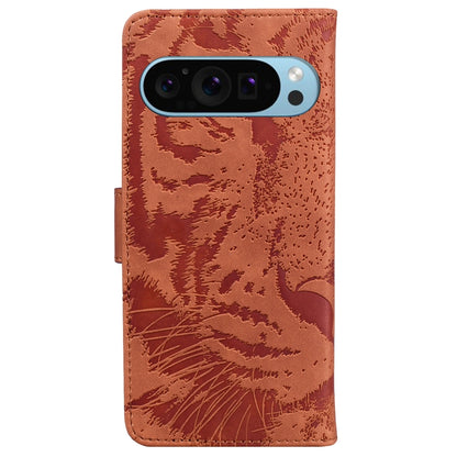 For Google Pixel 9 Tiger Embossing Pattern Flip Leather Phone Case(Brown) - Google Cases by PMC Jewellery | Online Shopping South Africa | PMC Jewellery | Buy Now Pay Later Mobicred