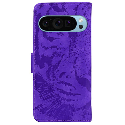 For Google Pixel 9 Pro 5G Tiger Embossing Pattern Flip Leather Phone Case(Purple) - Google Cases by PMC Jewellery | Online Shopping South Africa | PMC Jewellery | Buy Now Pay Later Mobicred