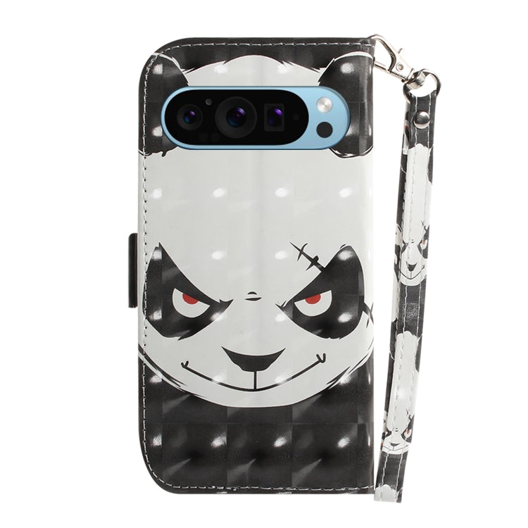 For Google Pixel 9 Pro 3D Colored Horizontal Flip Leather Phone Case(Angry Bear) - Google Cases by PMC Jewellery | Online Shopping South Africa | PMC Jewellery | Buy Now Pay Later Mobicred