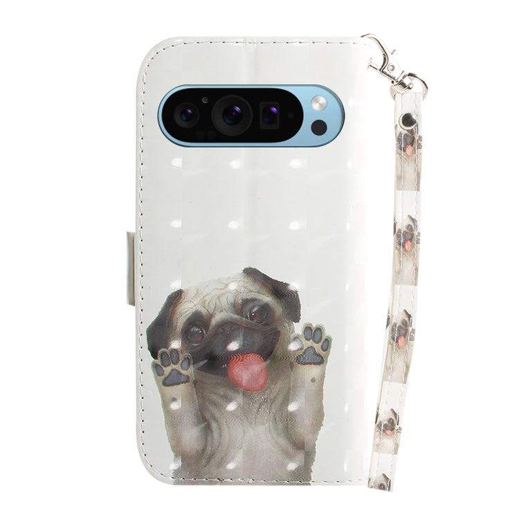 For Google Pixel 9 Pro 3D Colored Horizontal Flip Leather Phone Case(Pug) - Google Cases by PMC Jewellery | Online Shopping South Africa | PMC Jewellery | Buy Now Pay Later Mobicred