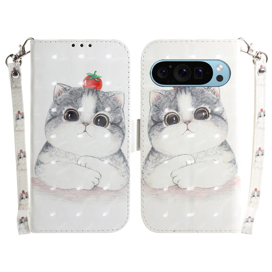 For Google Pixel 9 3D Colored Horizontal Flip Leather Phone Case(Cute Cat) - Google Cases by PMC Jewellery | Online Shopping South Africa | PMC Jewellery | Buy Now Pay Later Mobicred