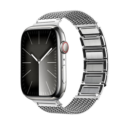 For Apple Watch SE 2022 44mm Magnetic Clasp Braided Chain Stainless Steel Watch Band(Silver) - Watch Bands by PMC Jewellery | Online Shopping South Africa | PMC Jewellery