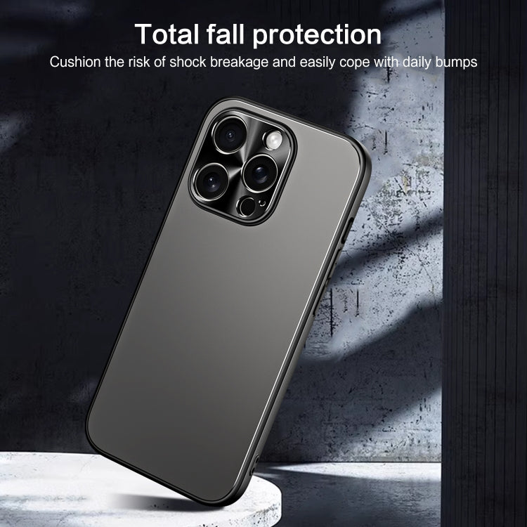 For iPhone 15 Pro R-JUST RJ-61 Electroplating Frosted TPU + PC Phone Case with Holder(Grey) - iPhone 15 Pro Cases by R-JUST | Online Shopping South Africa | PMC TechLife