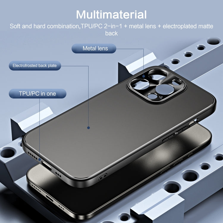 For iPhone 14 R-JUST RJ-61 Electroplating Frosted TPU + PC Phone Case with Holder(Silver) - iPhone 14 Cases by R-JUST | Online Shopping South Africa | PMC TechLife | Buy Now Pay Later Mobicred