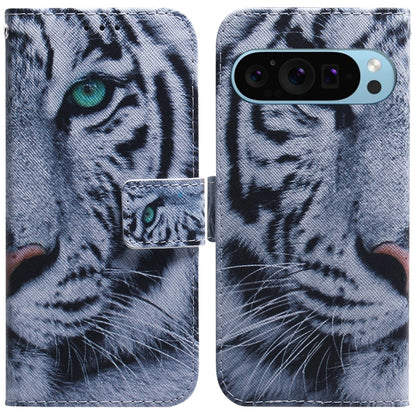 For Google Pixel 9 Pro Coloured Drawing Flip Leather Phone Case(Tiger) - Google Cases by PMC Jewellery | Online Shopping South Africa | PMC Jewellery | Buy Now Pay Later Mobicred