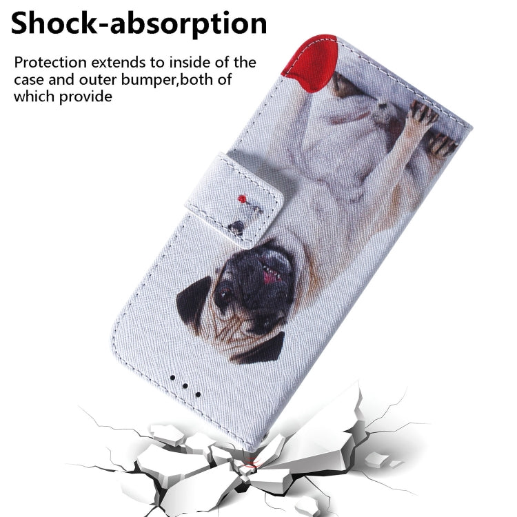 For Google Pixel 9 Coloured Drawing Flip Leather Phone Case(Pug) - Google Cases by PMC Jewellery | Online Shopping South Africa | PMC Jewellery | Buy Now Pay Later Mobicred