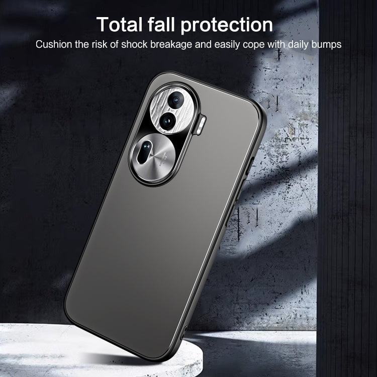 For OPPO Reno11 Global R-JUST RJ-61 Electroplating Frosted TPU + PC Phone Case(Grey) - Reno11 Cases by R-JUST | Online Shopping South Africa | PMC Jewellery