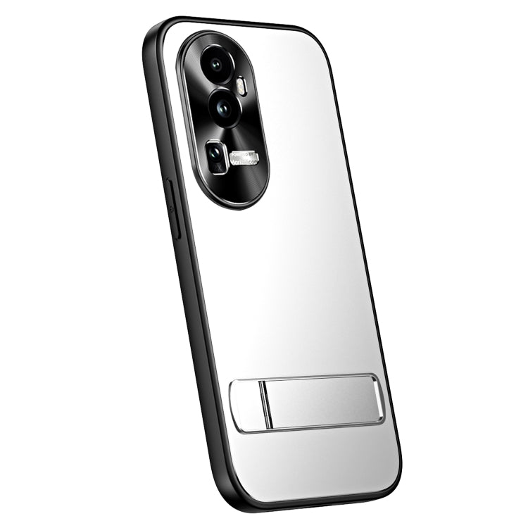 For OPPO Reno10 Pro+ Global R-JUST RJ-61 Electroplating Frosted TPU + PC Phone Case with Holder(Silver) - OPPO Cases by R-JUST | Online Shopping South Africa | PMC TechLife