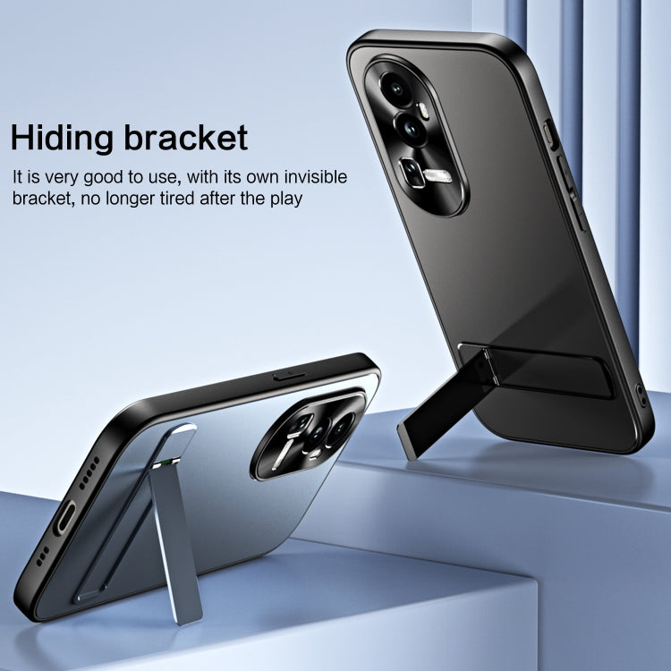 For OPPO Reno10 Pro+ Global R-JUST RJ-61 Electroplating Frosted TPU + PC Phone Case with Holder(Silver) - OPPO Cases by R-JUST | Online Shopping South Africa | PMC TechLife