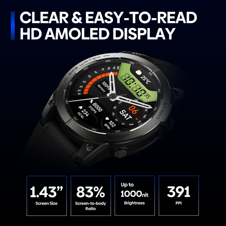 Zeblaze Stratos 3 Pro 1.43 inch AMOLED Screen Sports Smart Watch Support Bluethooth Call(Blue) - Smart Watches by Zeblaze | Online Shopping South Africa | PMC Jewellery