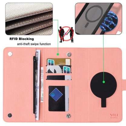 For Google Pixel 8 Pro ViLi GHB Series MagSafe Magnetic Zipper Leather Phone Case(Pink) - Google Cases by ViLi | Online Shopping South Africa | PMC Jewellery | Buy Now Pay Later Mobicred