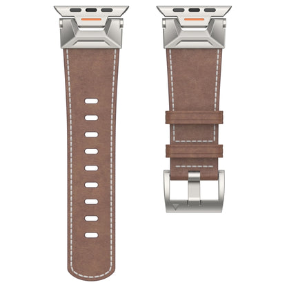 For Apple Watch Series 2 42mm Mecha Style Leather Watch Band(Coffee Oil Wax) - Watch Bands by PMC Jewellery | Online Shopping South Africa | PMC Jewellery