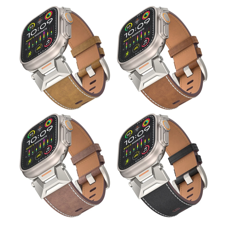 For Apple Watch 42mm Mecha Style Leather Watch Band(Dark Brown) - free shipping - PMC TechLife - Order now!