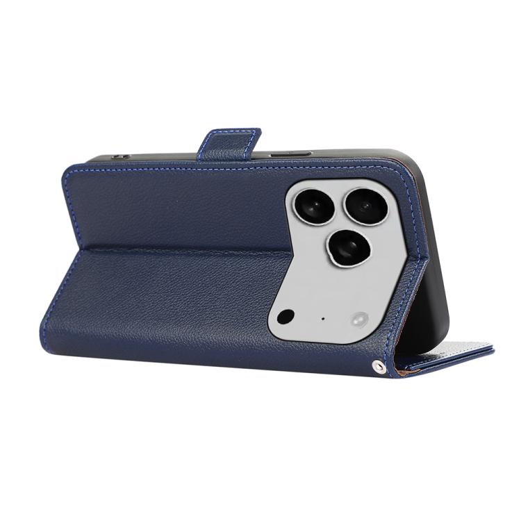 For iPhone 17 Pro Max ABEEL Side-Magnetic Litchi Pattern Leather RFID Phone Case(Blue) - free shipping - PMc TechLife - Order now!