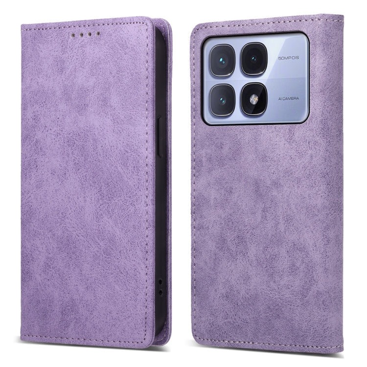 For Redmi K70 Ultra Business Solid Color Magnetic RFID Leather Phone Case(Purple) - Xiaomi Cases by PMC Jewellery | Online Shopping South Africa | PMC Jewellery | Buy Now Pay Later Mobicred