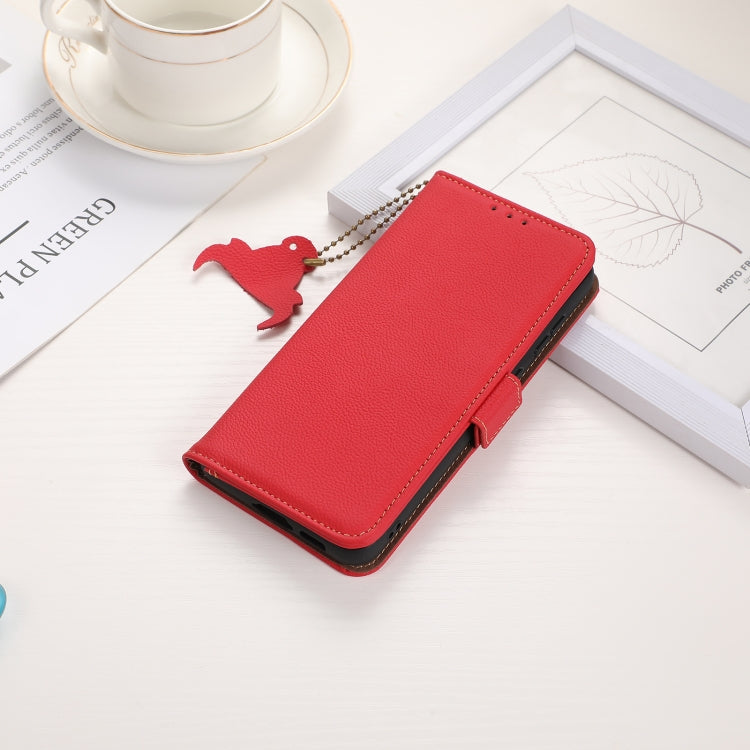 For OnePlus CE4 Lite Side-Magnetic TJ Genuine Leather RFID Phone Case(Red) - OnePlus Cases by PMC TechLife | Online Shopping South Africa | PMC TechLife | Buy Now Pay Later Mobicred