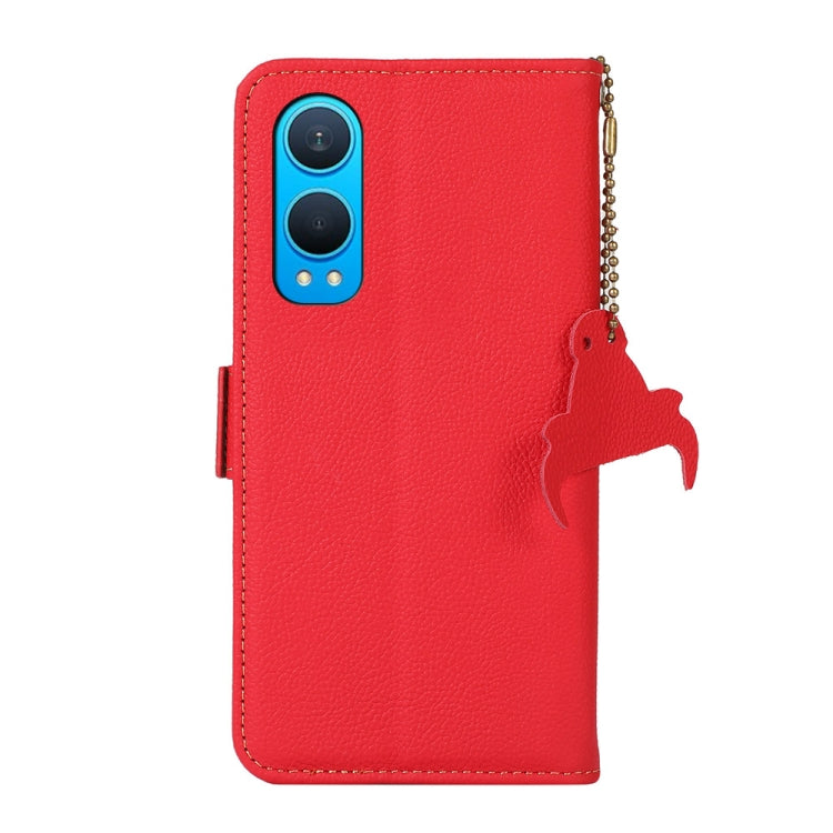For OnePlus CE4 Lite Side-Magnetic TJ Genuine Leather RFID Phone Case(Red) - OnePlus Cases by PMC TechLife | Online Shopping South Africa | PMC TechLife | Buy Now Pay Later Mobicred