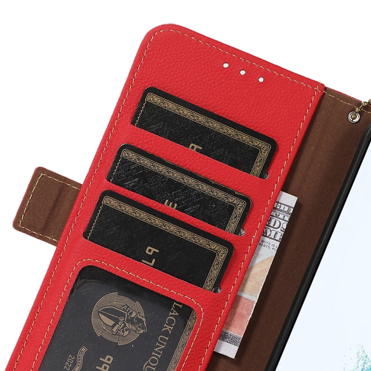 For OnePlus CE4 Lite Side-Magnetic TJ Genuine Leather RFID Phone Case(Red) - OnePlus Cases by PMC TechLife | Online Shopping South Africa | PMC TechLife | Buy Now Pay Later Mobicred