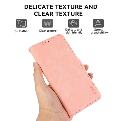 For iPhone 16 Pro Max ABEEL Frosted Magnetic RFID Leather Phone Case(Pink) - iPhone 16 Pro Max Cases by PMC Jewellery | Online Shopping South Africa | PMC Jewellery | Buy Now Pay Later Mobicred