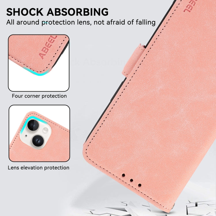 For iPhone 16 Pro Max ABEEL Frosted Magnetic RFID Leather Phone Case(Pink) - iPhone 16 Pro Max Cases by PMC Jewellery | Online Shopping South Africa | PMC Jewellery | Buy Now Pay Later Mobicred