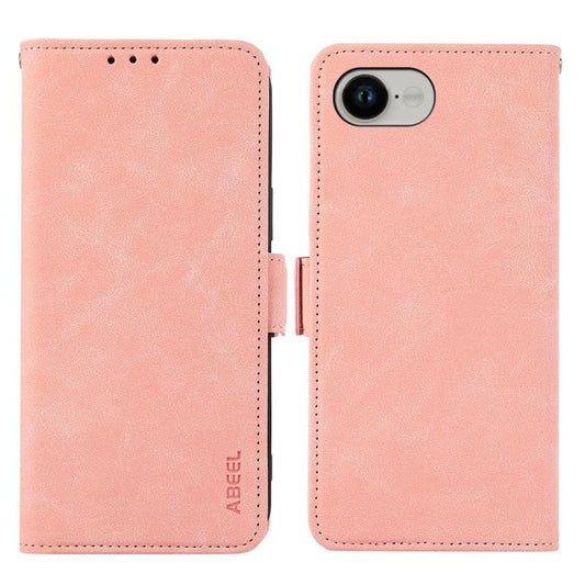 For iPhone 16e ABEEL Frosted Magnetic RFID Leather Phone Case(Pink) - iPhone 16e Cases by PMC Jewellery | Online Shopping South Africa | PMC Jewellery | Buy Now Pay Later Mobicred