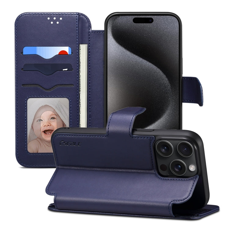 For iPhone 15 Pro Max ESEBLE E1 Nappa Texture MagSafe Holder Leather Phone Case(Dark Blue) - iPhone 15 Pro Max Cases by ESEBLE | Online Shopping South Africa | PMC Jewellery | Buy Now Pay Later Mobicred