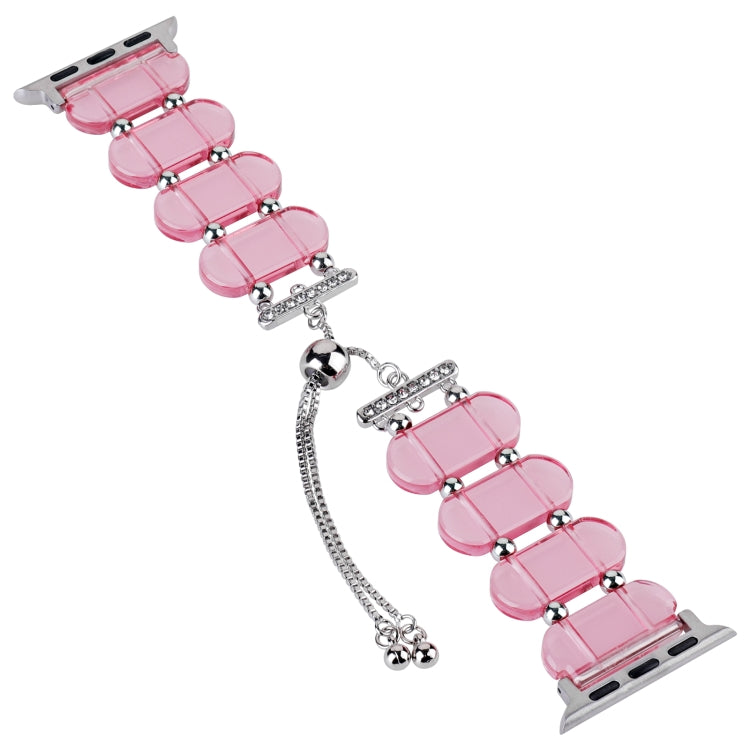 For Apple Watch SE 2023 44mm Resin Retractable Chain Watch Band(Pink) - Watch Bands by PMC Jewellery | Online Shopping South Africa | PMC Jewellery