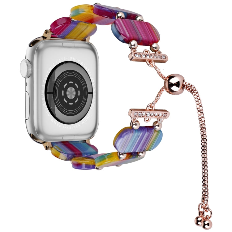 For Apple Watch SE 2023 44mm Resin Retractable Chain Watch Band(Rainbow) - Watch Bands by PMC TechLife | Online Shopping South Africa | PMC TechLife