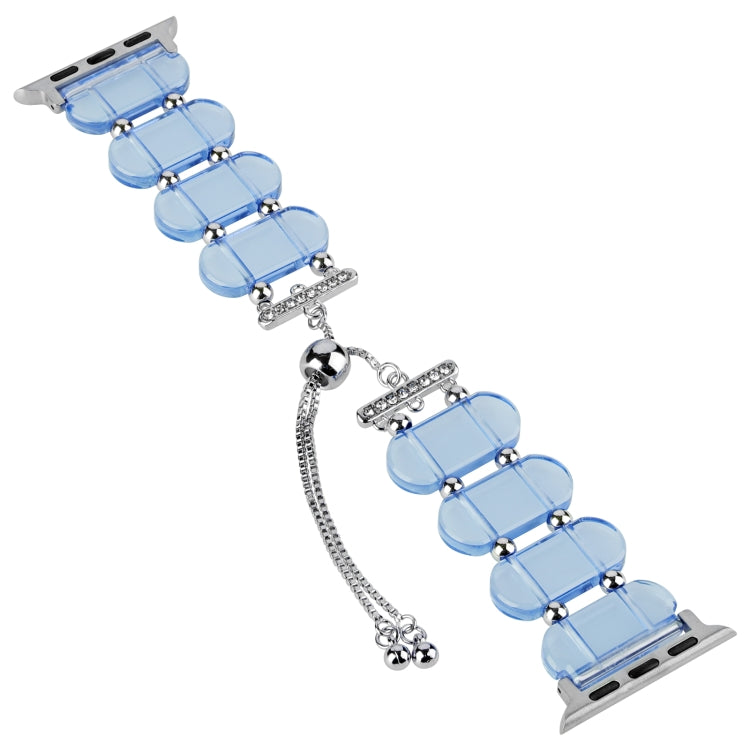 For Apple Watch Ultra 49mm Resin Retractable Chain Watch Band(Blue) - Watch Bands by PMC Jewellery | Online Shopping South Africa | PMC Jewellery