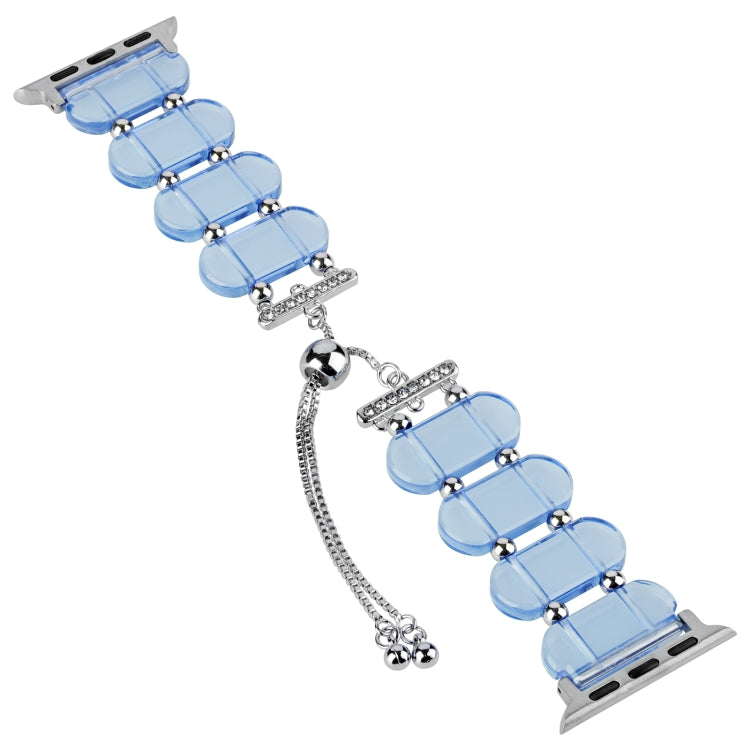 For Apple Watch Series 8 45mm Resin Retractable Chain Watch Band(Blue) - Watch Bands by PMC TechLife | Online Shopping South Africa | PMC TechLife