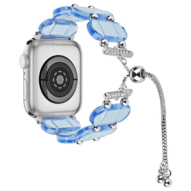 For Apple Watch SE 44mm Resin Retractable Chain Watch Band(Blue) - Watch Bands by PMC Jewellery | Online Shopping South Africa | PMC Jewellery