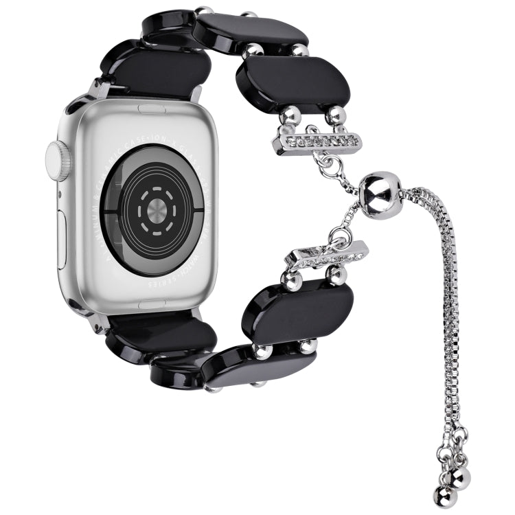 For Apple Watch SE 44mm Resin Retractable Chain Watch Band(Black) - Watch Bands by PMC TechLife | Online Shopping South Africa | PMC TechLife