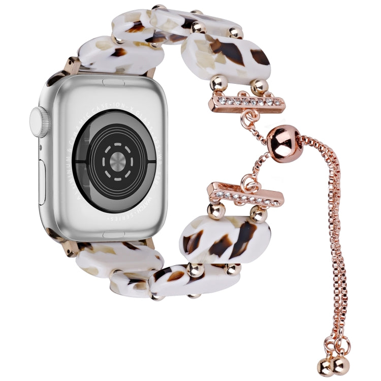 For Apple Watch SE 44mm Resin Retractable Chain Watch Band(Nougat) - Watch Bands by PMC Jewellery | Online Shopping South Africa | PMC Jewellery