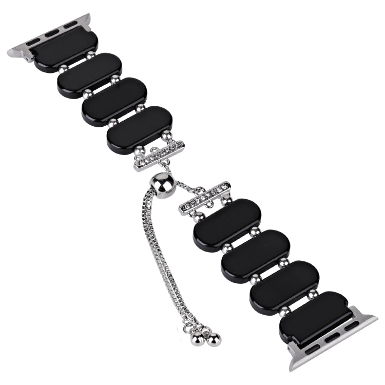 For Apple Watch Series 4 44mm Resin Retractable Chain Watch Band(Black) - Watch Bands by PMC TechLife | Online Shopping South Africa | PMC TechLife | Buy Now Pay Later Mobicred