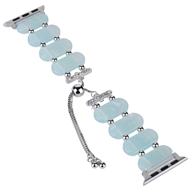 For Apple Watch Series 3 38mm Resin Retractable Chain Watch Band(Ice Blue) - Watch Bands by PMC TechLife | Online Shopping South Africa | PMC TechLife