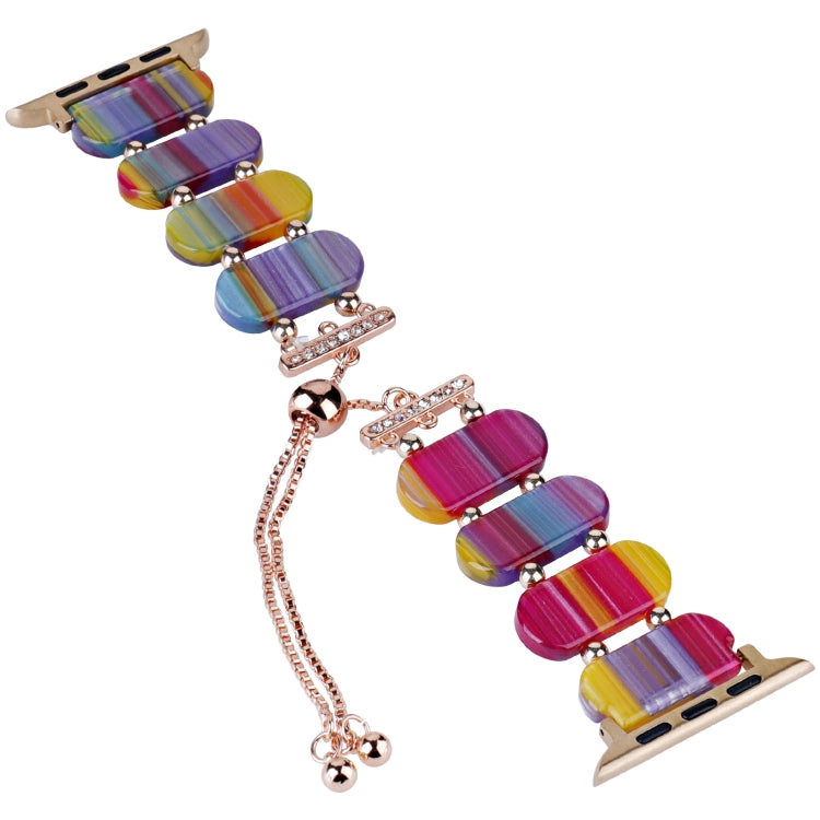 For Apple Watch Series 3 42mm Resin Retractable Chain Watch Band(Rainbow) - Watch Bands by PMC TechLife | Online Shopping South Africa | PMC TechLife