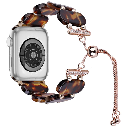 For Apple Watch Series 2 38mm Resin Retractable Chain Watch Band(Tortoiseshell) - Watch Bands by PMC Jewellery | Online Shopping South Africa | PMC Jewellery