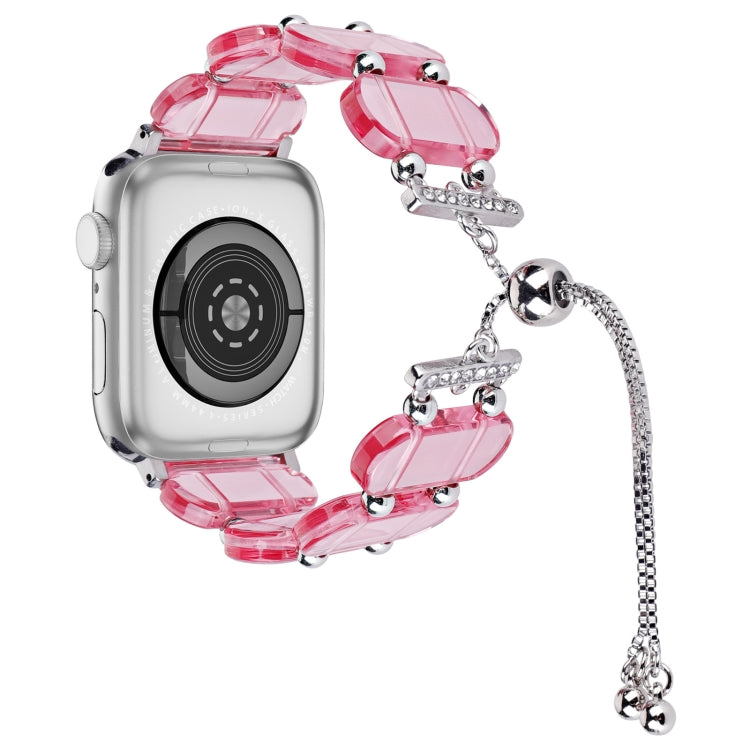 For Apple Watch 42mm Resin Retractable Chain Watch Band(Pink) - Watch Bands by PMC TechLife | Online Shopping South Africa | PMC TechLife
