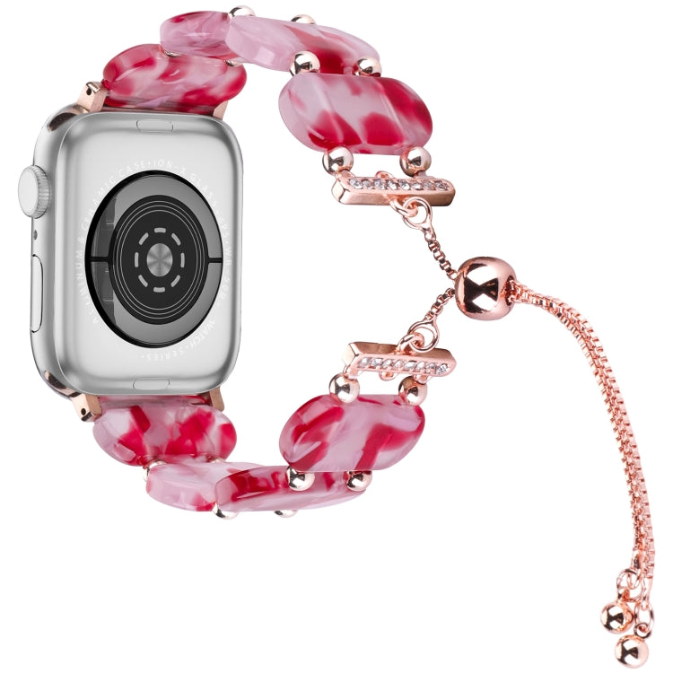 For Apple Watch 38mm Resin Retractable Chain Watch Band(Rose Red) - Watch Bands by PMC Jewellery | Online Shopping South Africa | PMC Jewellery