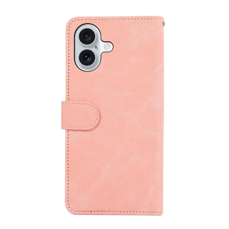 For iPhone 16 ABEEL Color Block Magnetic RFID Leather Phone Case(Pink-Cyan) - iPhone 16 Cases by PMC Jewellery | Online Shopping South Africa | PMC Jewellery | Buy Now Pay Later Mobicred