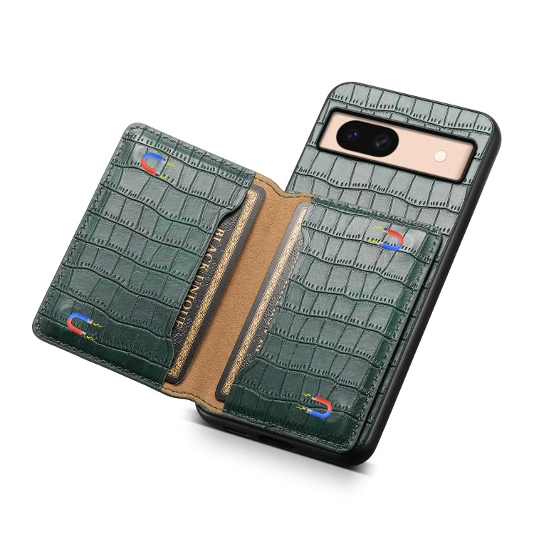 For Google Pixel 8a Crocodile Texture Card Bag Design Full Coverage Phone Case(Green) - Google Cases by PMC Jewellery | Online Shopping South Africa | PMC Jewellery | Buy Now Pay Later Mobicred