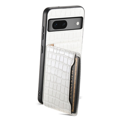 For Google Pixel 7 5G Crocodile Texture Card Bag Design Full Coverage Phone Case(White) - Google Cases by PMC Jewellery | Online Shopping South Africa | PMC Jewellery | Buy Now Pay Later Mobicred