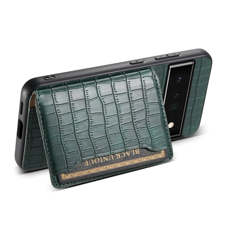 For Google Pixel 6 Pro Crocodile Texture Card Bag Design Full Coverage Phone Case(Green) - Google Cases by PMC Jewellery | Online Shopping South Africa | PMC Jewellery | Buy Now Pay Later Mobicred