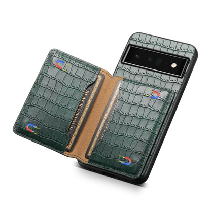 For Google Pixel 6 Pro Crocodile Texture Card Bag Design Full Coverage Phone Case(Green) - Google Cases by PMC Jewellery | Online Shopping South Africa | PMC Jewellery | Buy Now Pay Later Mobicred