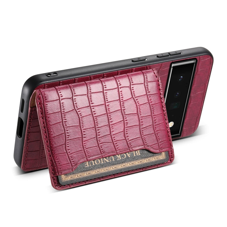 For Google Pixel 6 Pro Crocodile Texture Card Bag Design Full Coverage Phone Case(Red) - Google Cases by PMC TechLife | Online Shopping South Africa | PMC TechLife | Buy Now Pay Later Mobicred